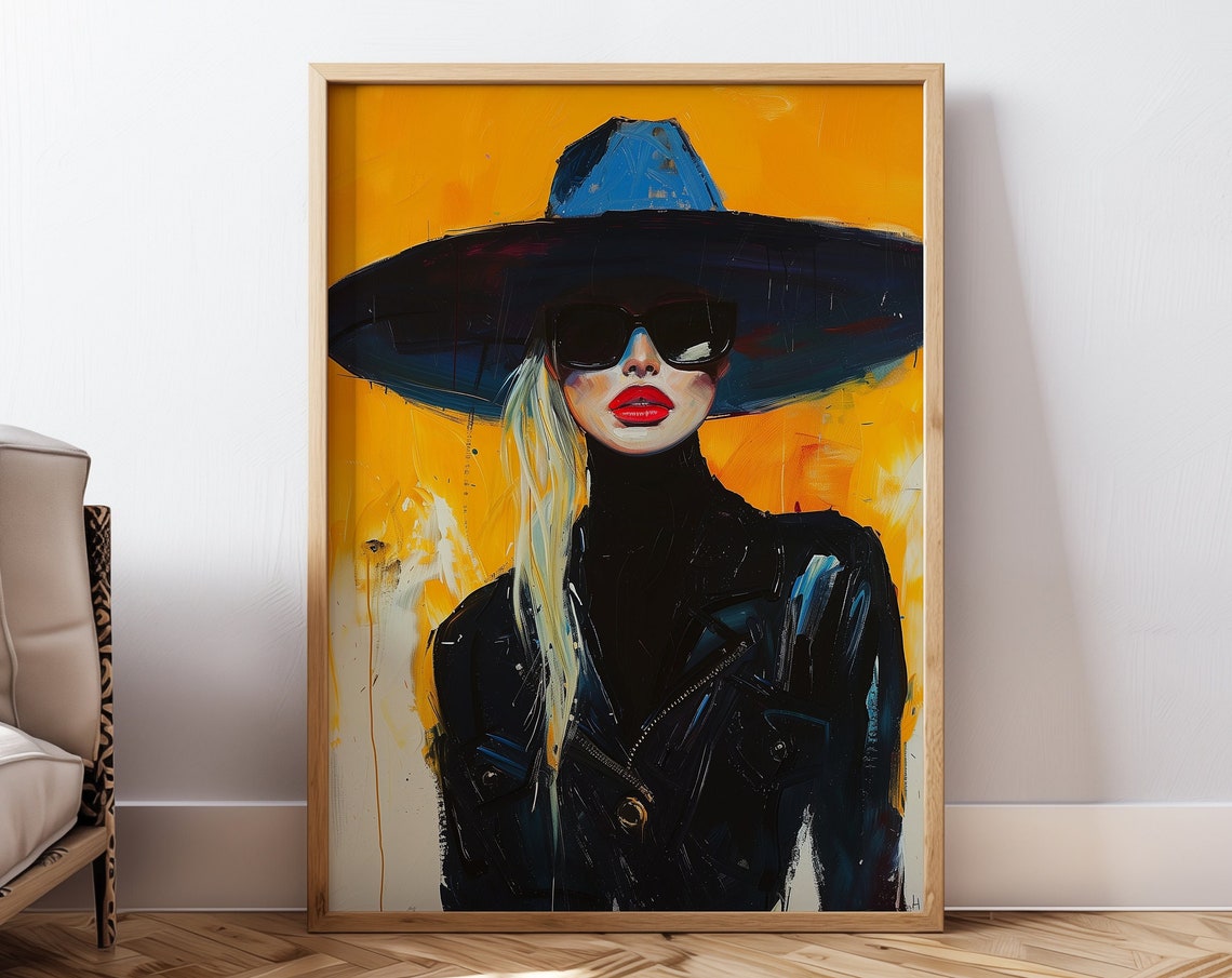 Hand Drawn Cowgirl Painting, Western Wall Art