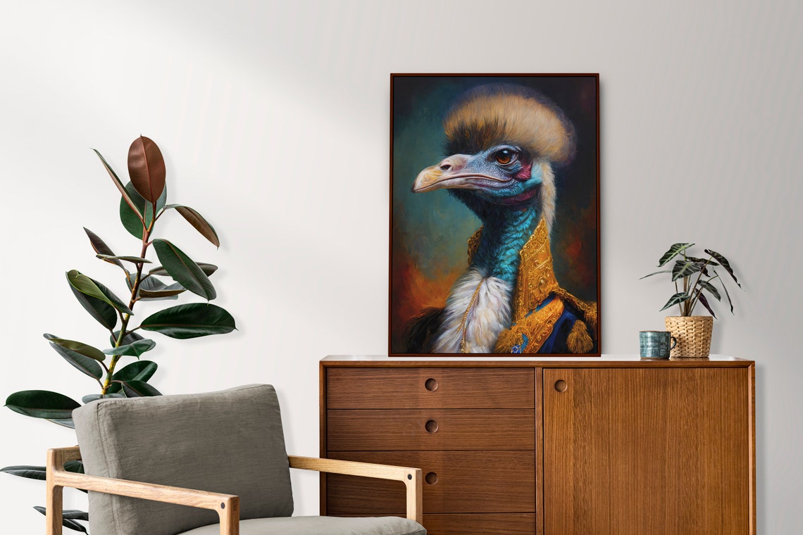 Cassowary Royal Portrait Dressed Animal Baroque Style Art Print