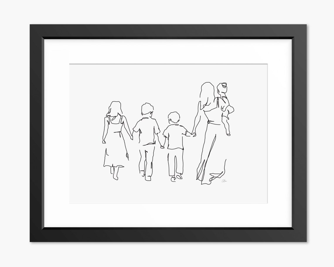 Family Print Family Drawing Family Illustration Mothers Day Print Family Drawing Family Art Gift For Mom Mum Family Of 4 Art