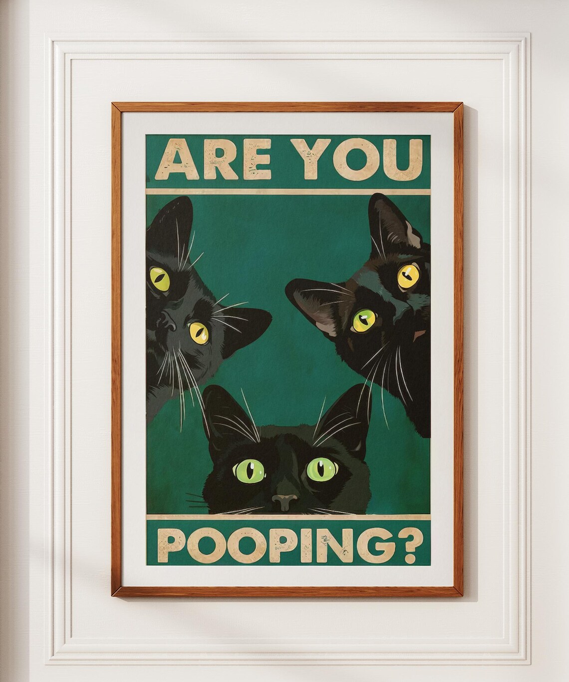 Are You Pooping Cat Print Bathroom Decor Funny Poster Wall Art