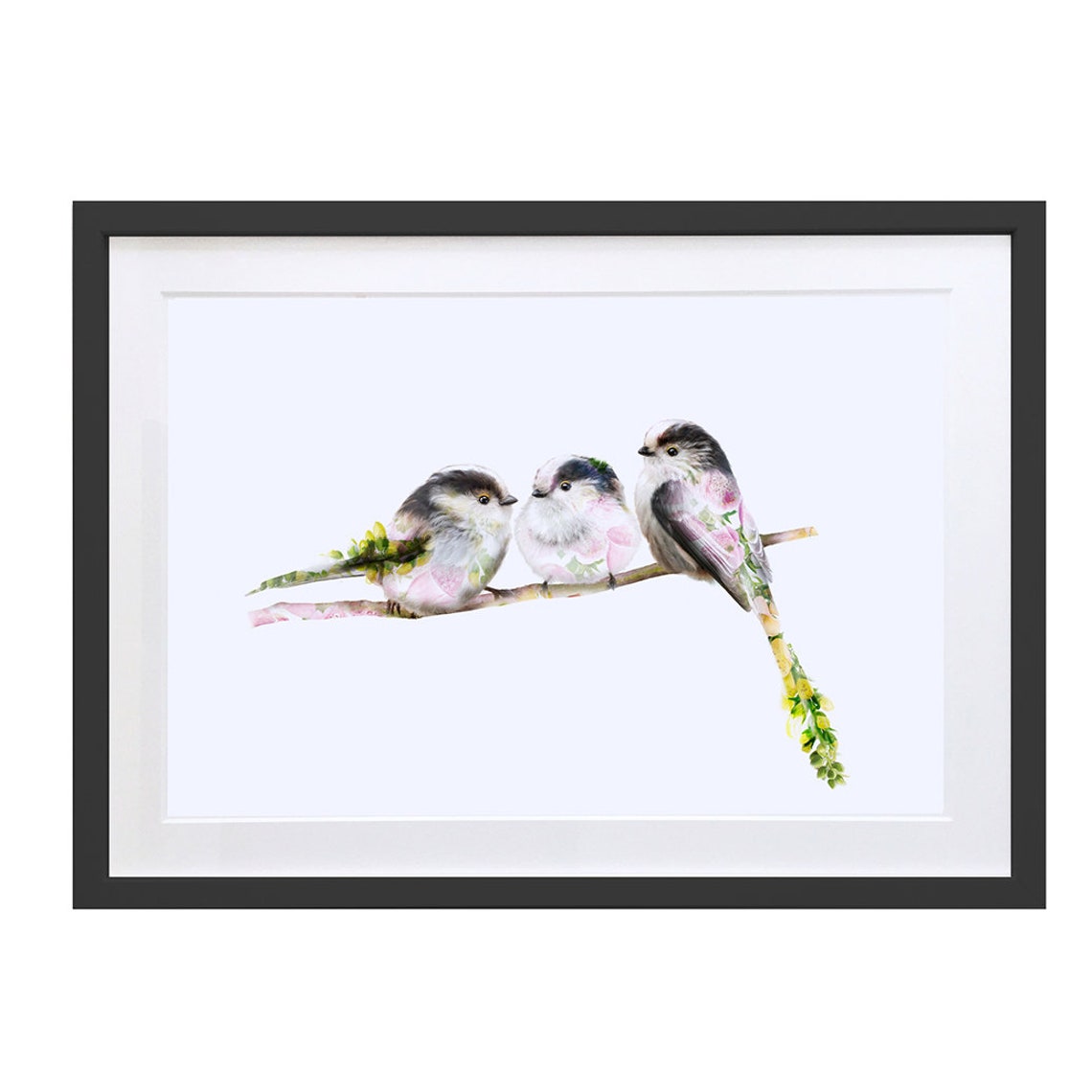 Three Long Tail Tit Birds Art Print