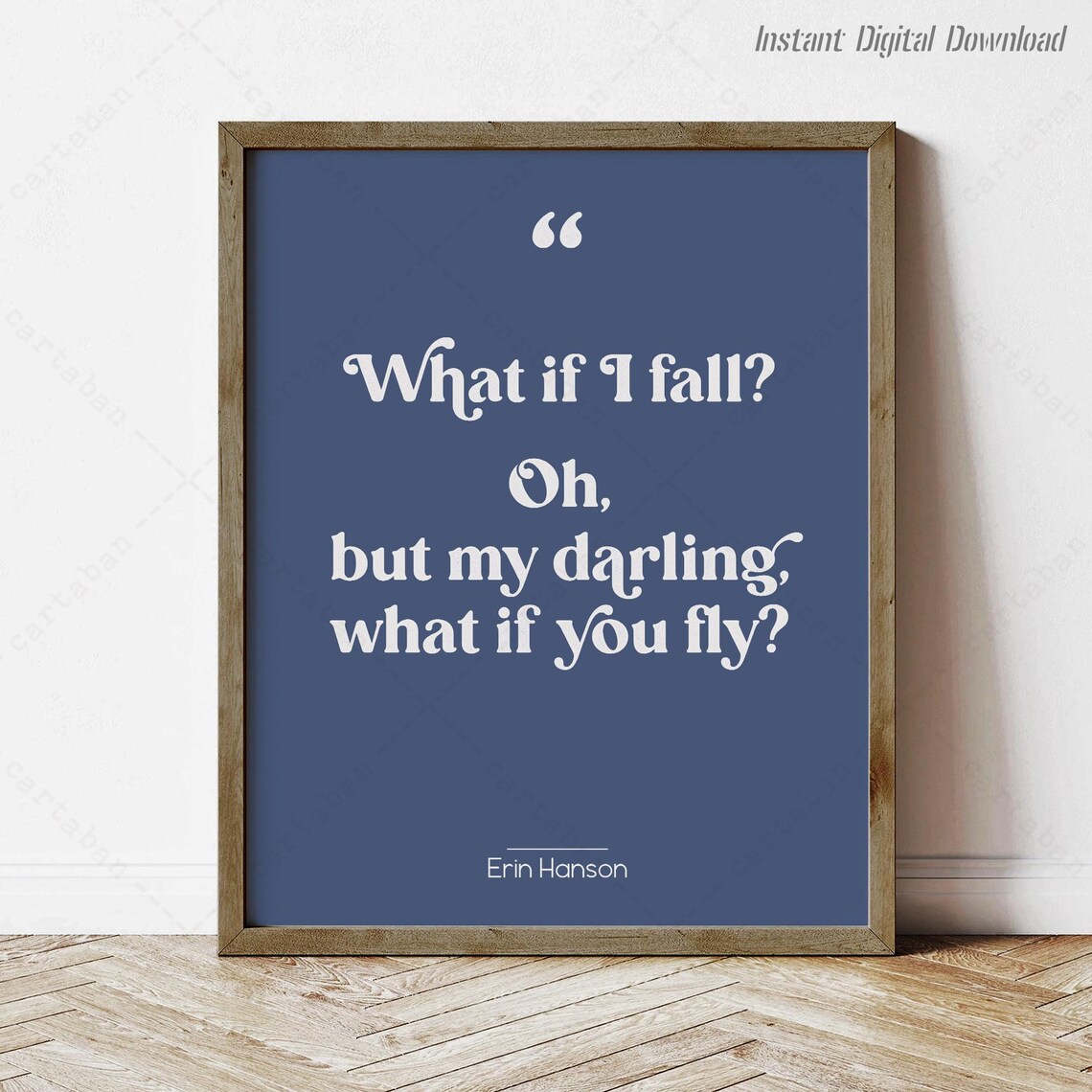 Erin Hanson What If You Fly Poem Quote Navy Minimalist Wall Art Poster
