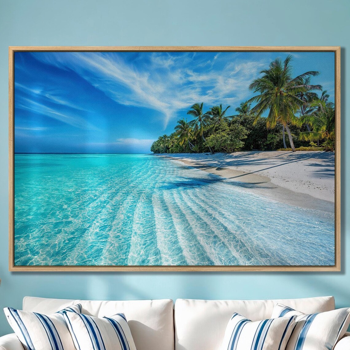Tropical Beach Ocean Beach Palm Trees Art Print