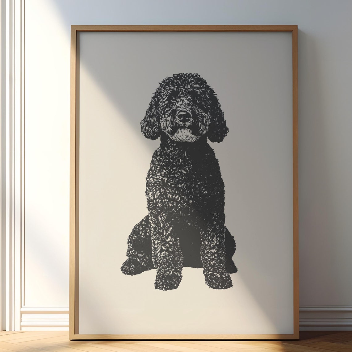 Goldendoodle Vintage Drawing Dog Art Print Dog Wall Decor Antique Vintage Painting Country Wall Art Dog Illustration Farmhouse Print