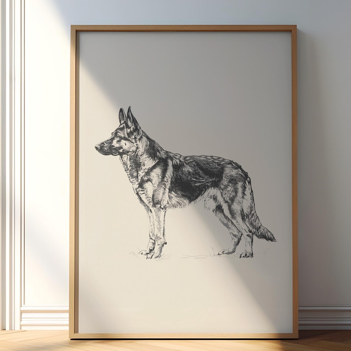 German Shepherd Poster Dog Vintage Print Dog Wall Art Antique Vintage Drawing Country Wall Art Dog Illustration Farmhouse Print