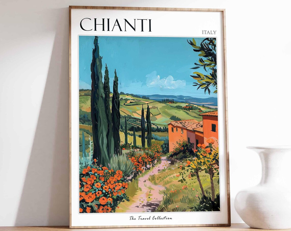 Chianti Italy Tuscan Cypress Hills Vineyard Countryside Poster