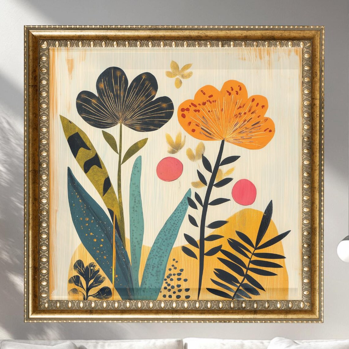 Midcentury Modern Floral Print, Abstract Botanical Art