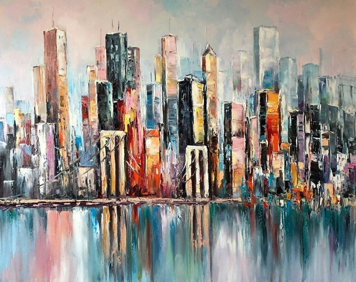 New York City Abstract Skyline Cityscape Art Print