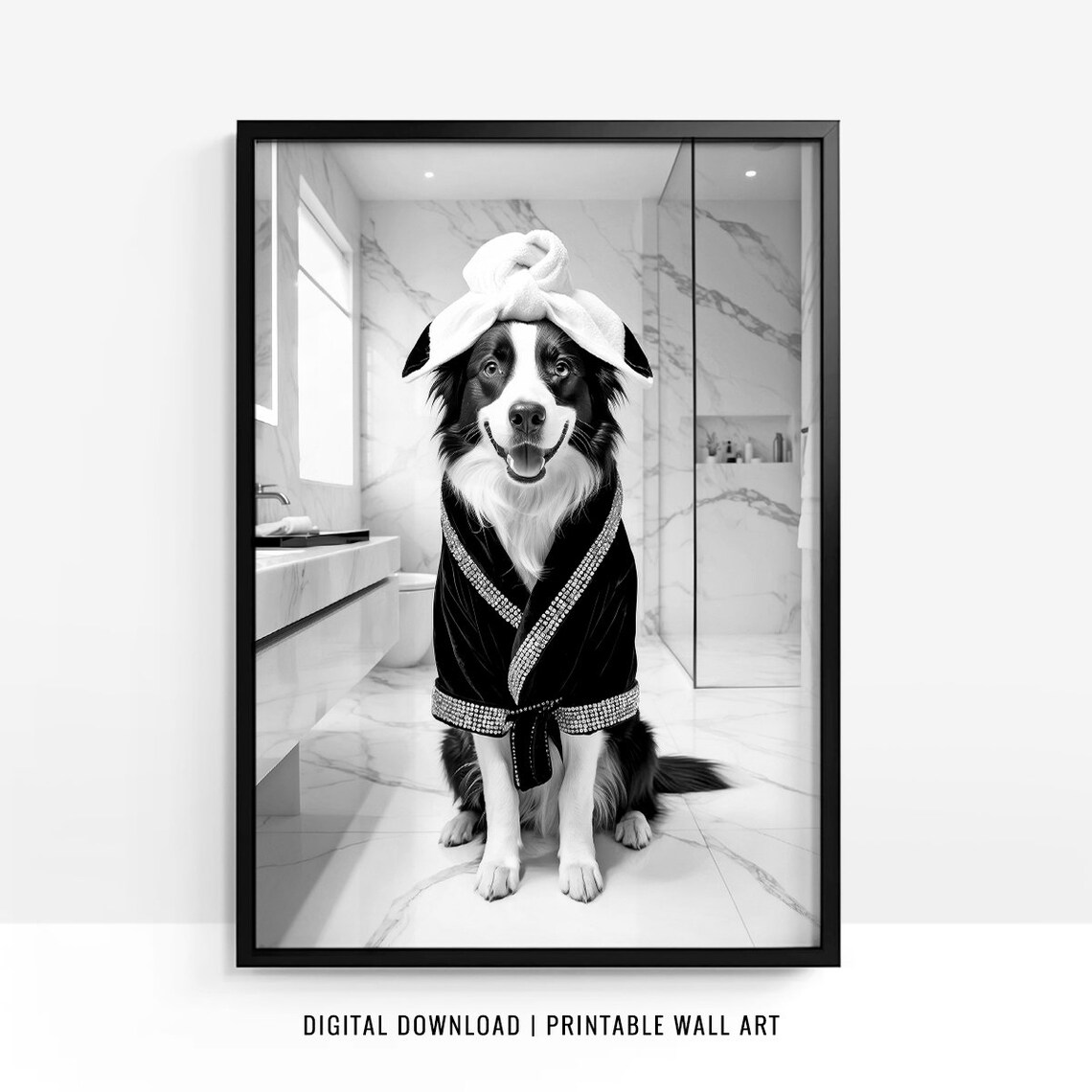 Border Collie Poster, Funny Bathroom Decor