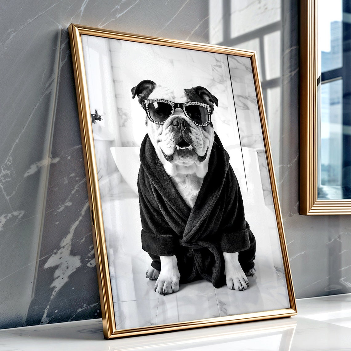 English Bulldog Wall Art English Bulldog Poster Funny Bathroom Decor English Bulldog Print Toilet Print Dog Gift - Image 3