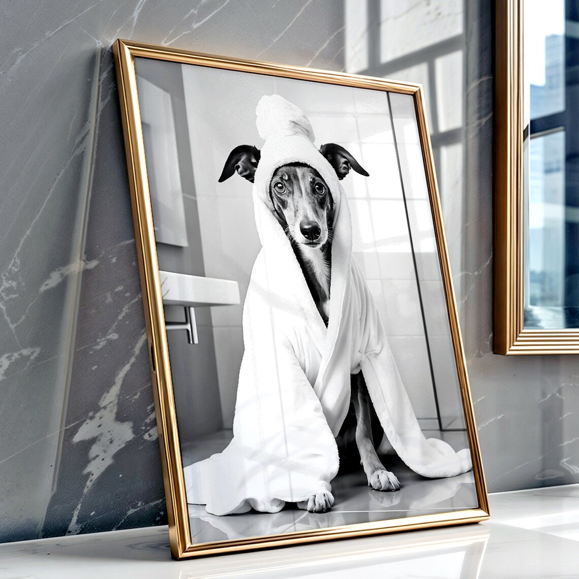 Greyhound Funny Bathroom Decor, Dog Gift Poster - Image 4