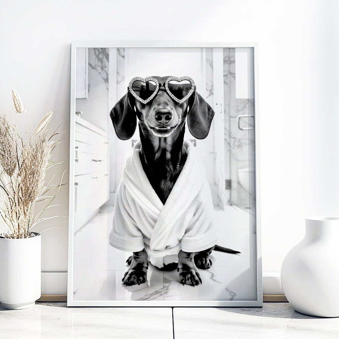 Dachshund, Funny Bathroom Decor Art Print - Image 5