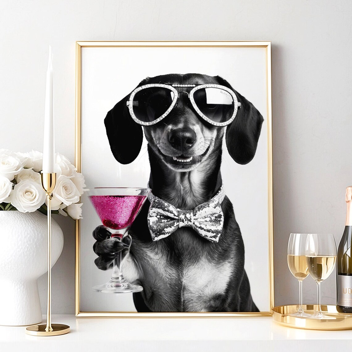 Dachshund Pink Gin, Funny Sausage Dog Gift - Image 2