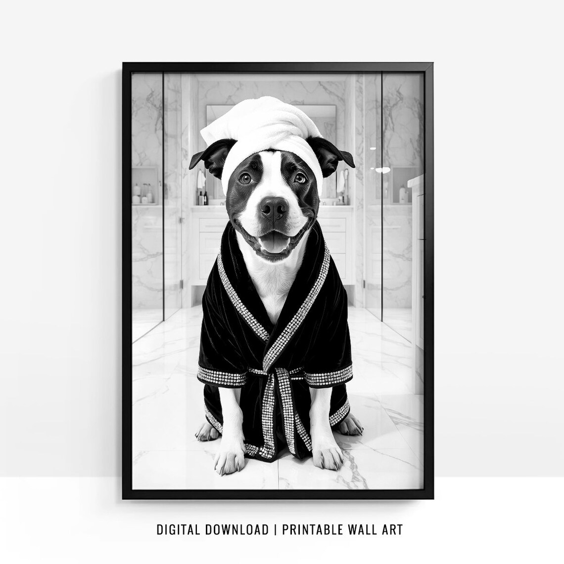 Staffordshire Bull Terrier Funny Bathroom Decor, Art Print