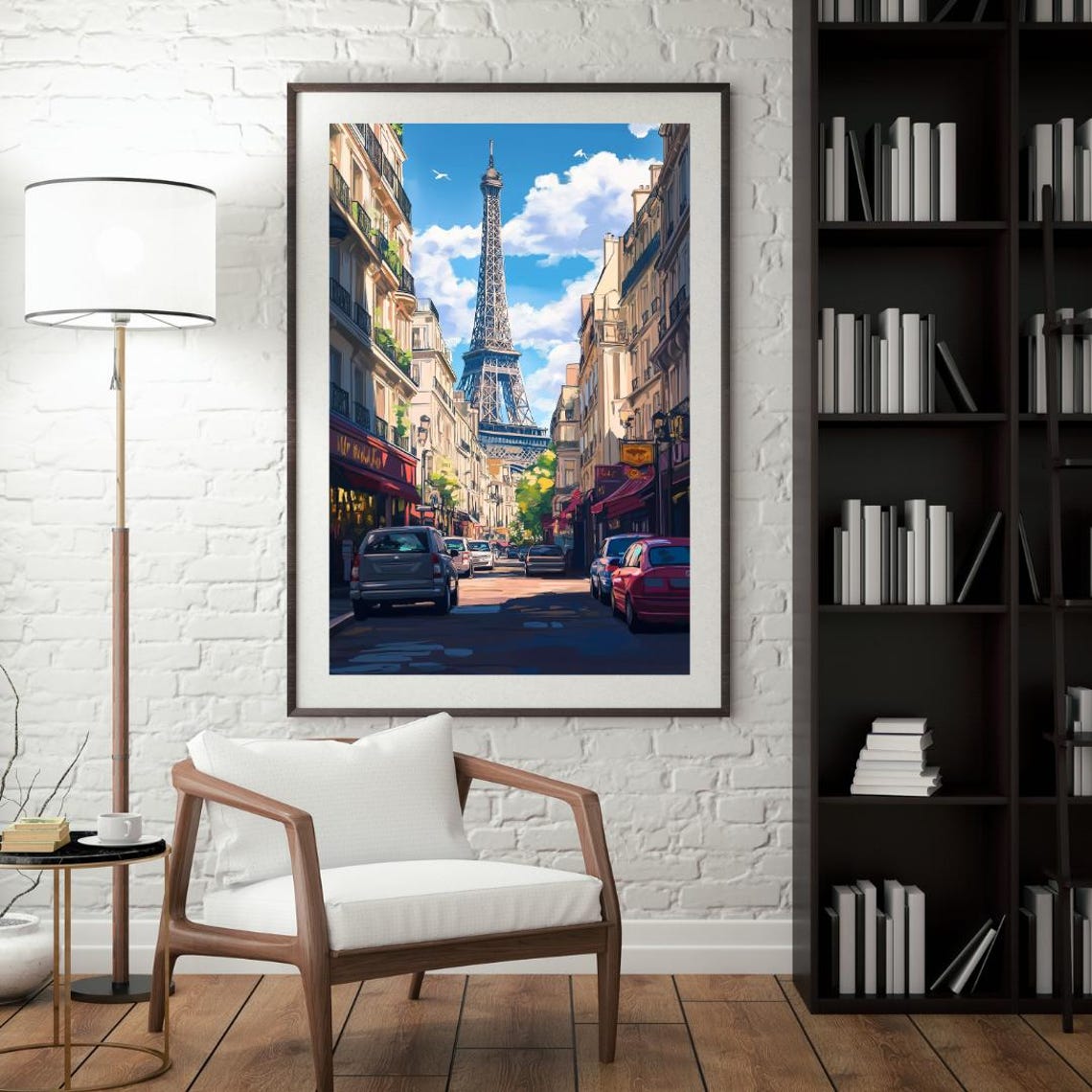 Paris City Scape Poster Eiffel Tower Poster France Wall Art Travel Print Street Art Paris Travel Wall Art Anime Inspired Art - Image 4