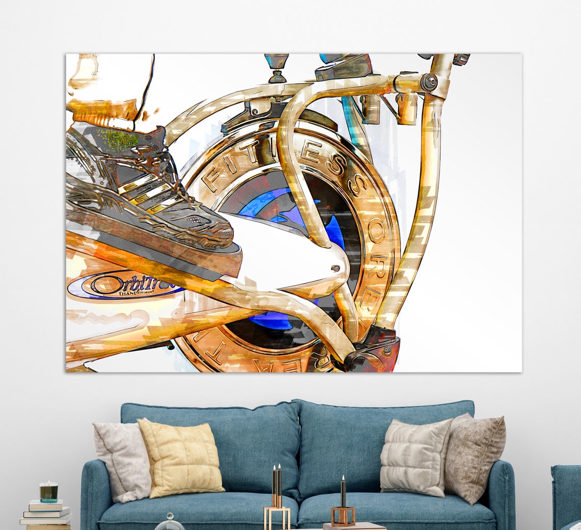 Fitness Wall Art Cycling In Gym Print Fitness Paintings Gym Wall Decor Fitness Motivation