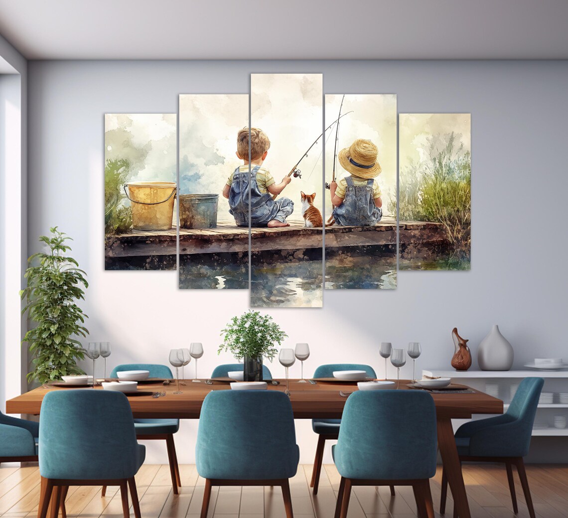 Cute Kids Fishing Print, Nursery and Kids Wall Art - Image 3