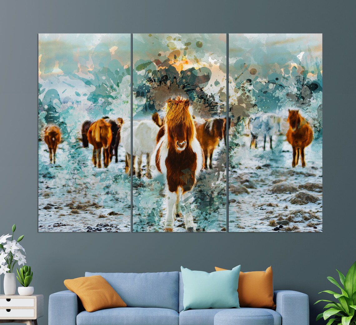 Icelandic Horses Art Print, Horse Wall Art Decor