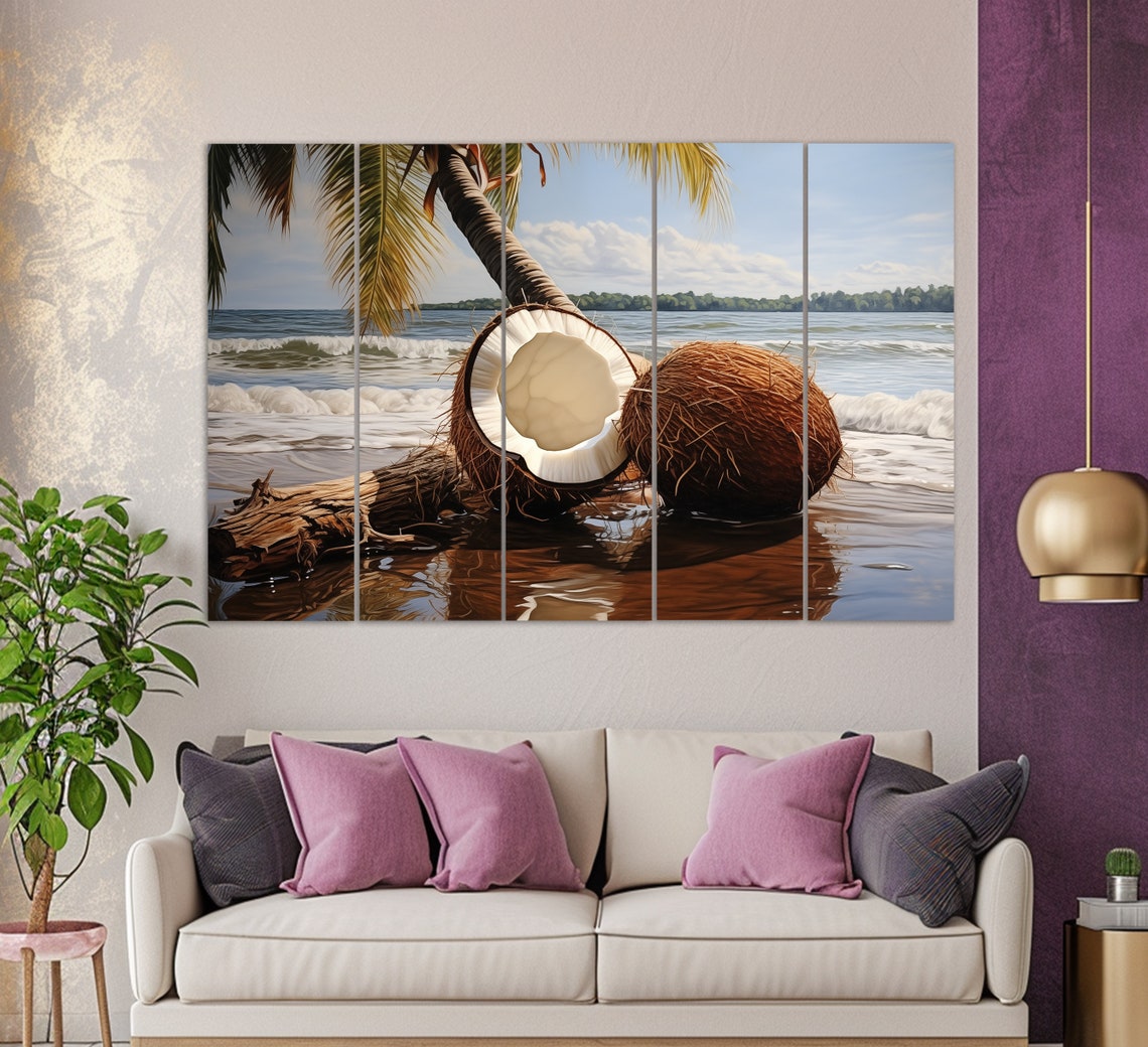 Coconut Under Tropical On Paradise Beach Print Tropical Wall Art Coconut Print Tropical Art - Image 2