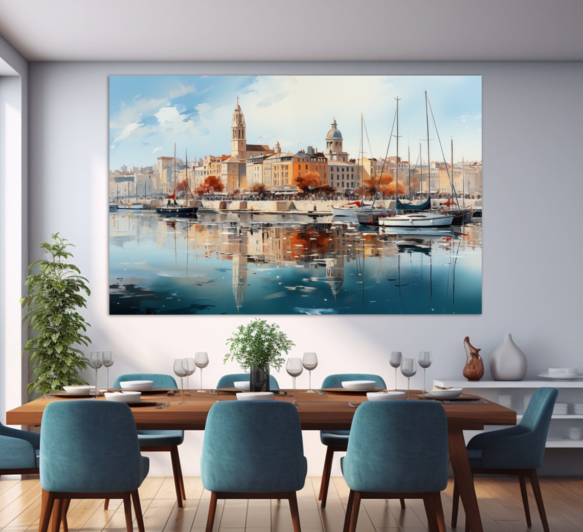 Marseille Old Port Sailboats Harbor Reflection Waterfront Poster