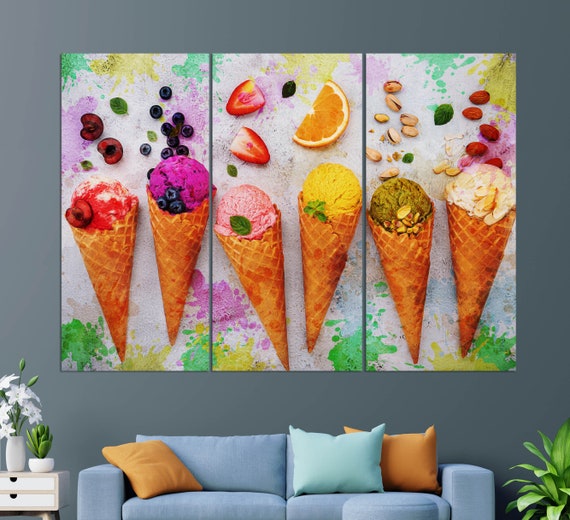 Ice Cream Print Ice Cream Wall Art Ice Cream Print Ice Cream Painting Kitchen Wall Decor