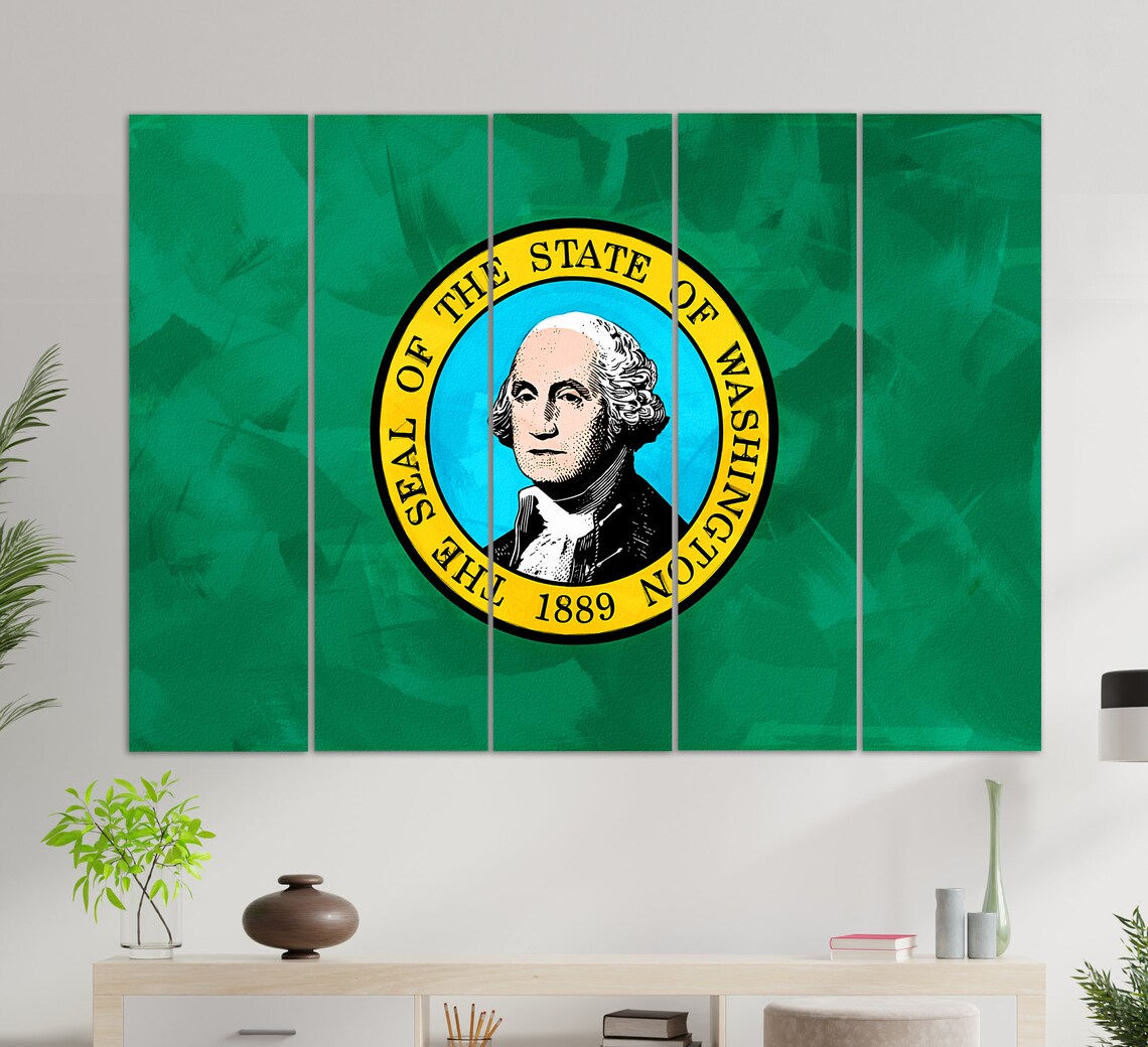 Washington State Flag Painting, Washington Wall Art - Image 2
