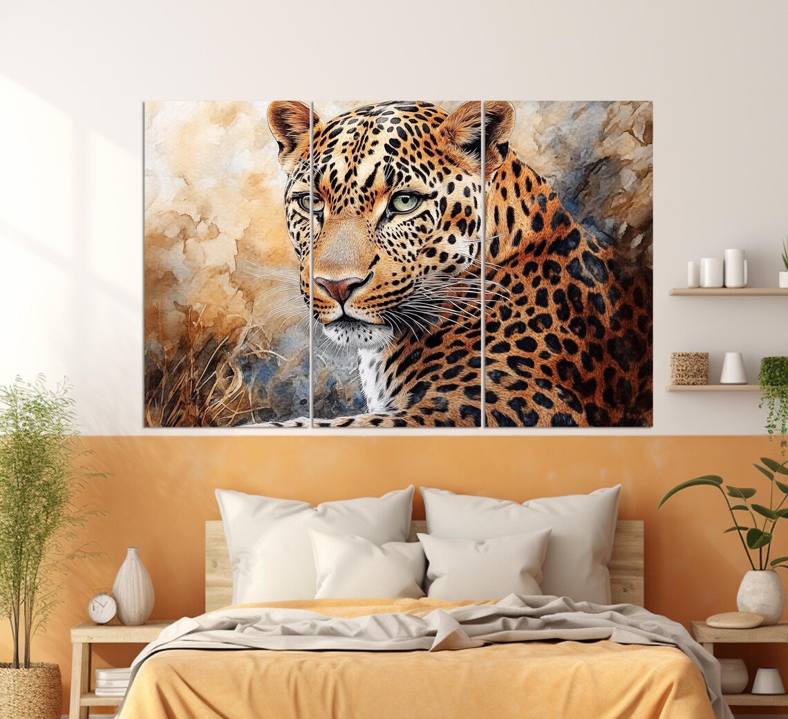 Beautiful Leopard Close Up Portrait Watercolor Wild Animal Art Print - Image 2