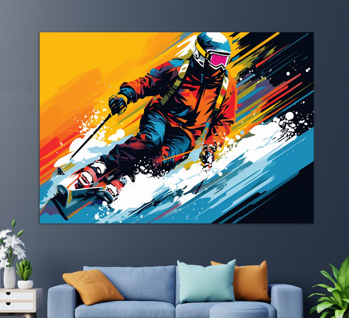 Abstract Skier Pop Art Style, Skiing Art Print - Image 3