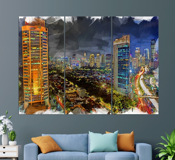 Jakarta Indonesia Wall Art Print, Abstract Modern