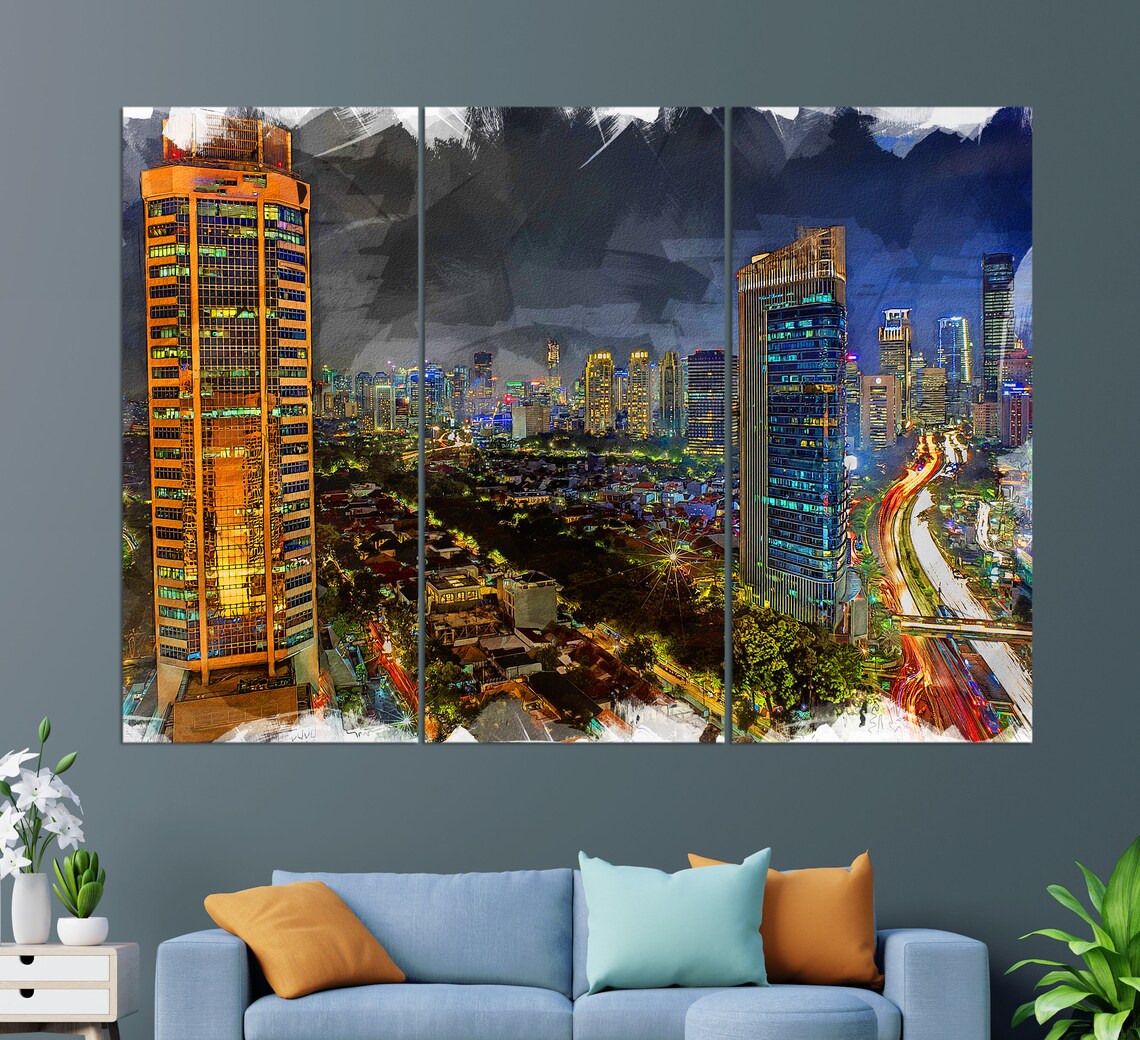 Jakarta Indonesia Wall Art Print, Abstract Modern