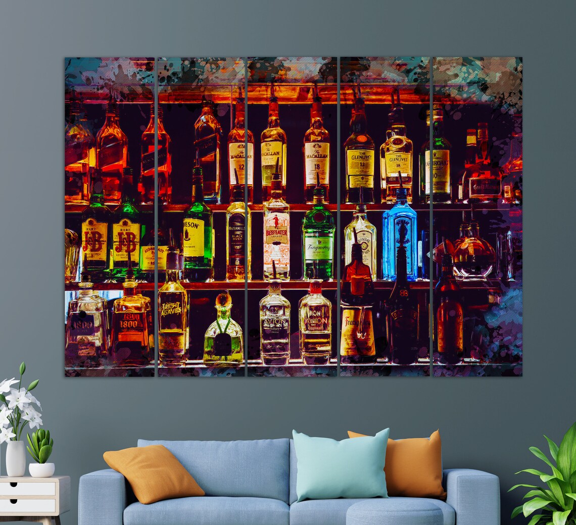 Alcohol Bottles and Drinks Kitchen Wall Art Print - Image 3
