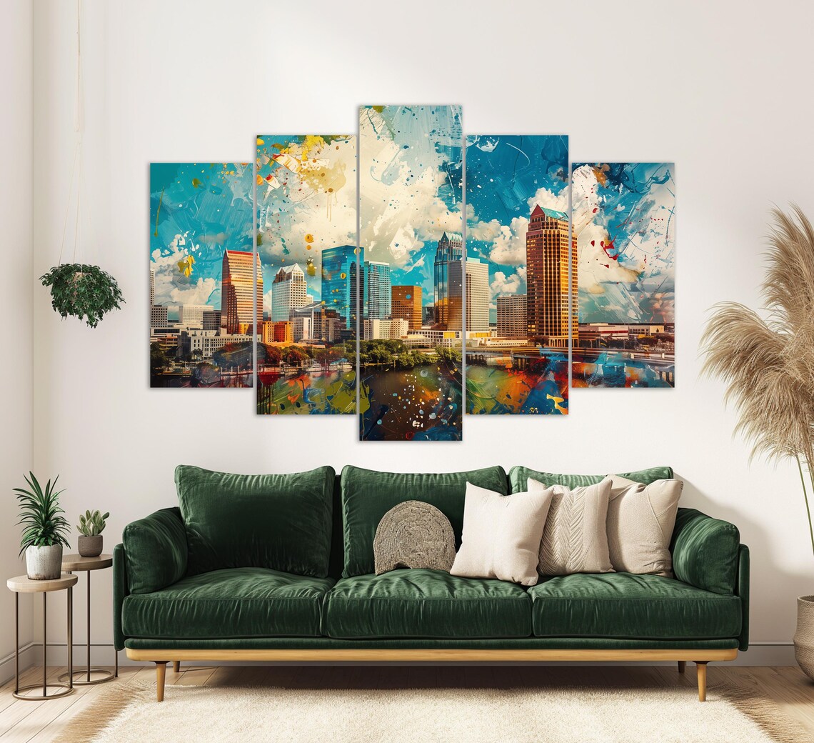 Tampa Skyline Travel Poster, City View Wall Art - Image 4