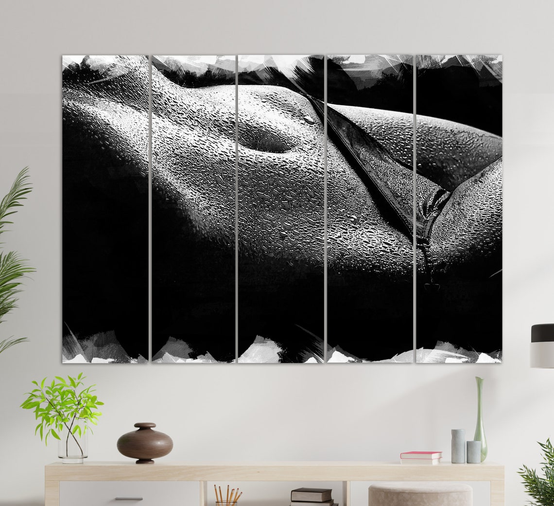 Erotic Wall Art Black And White Sexy Girl Print Abstract Erotic Painting Naked Woman Painting - Image 2