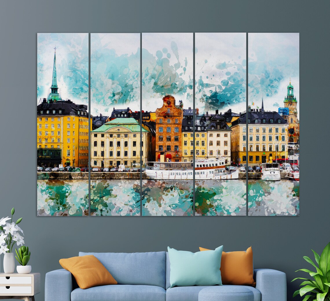 Stockholm Abstract Art Print, Sweden Wall Art