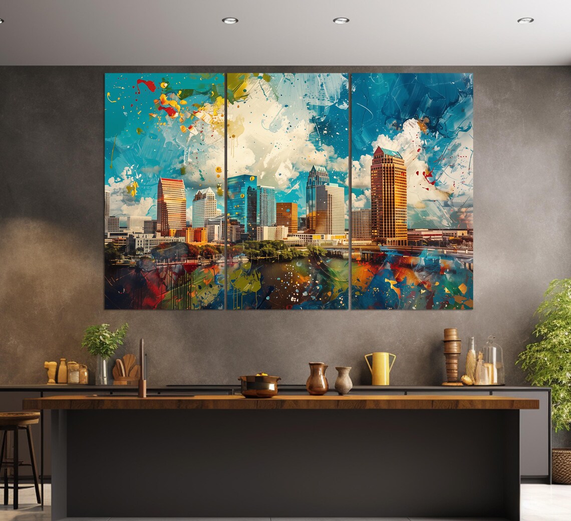 Tampa Skyline Travel Poster, City View Wall Art - Image 3