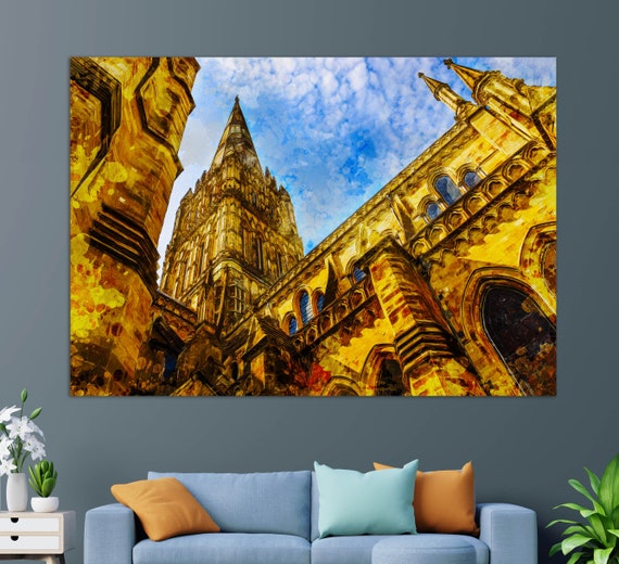 Salisbury Cathedral Print Salisbury Cathedral Painting Salisbury Art