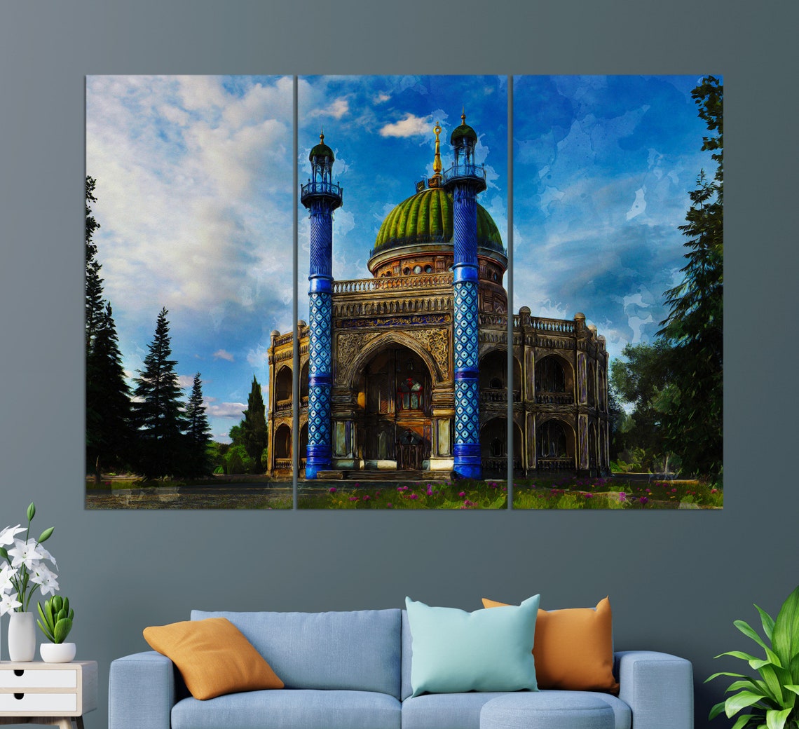 Bahai Temple Ashgabat Turkmenistan Green Dome Blue Minarets Poster - Image 3