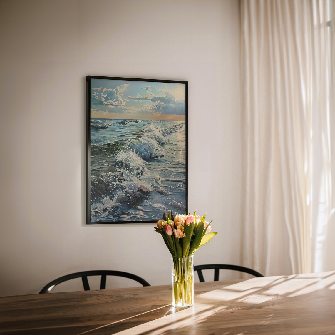 Ocean Waves Art Print, Tranquil Coastal Seascape - Image 3