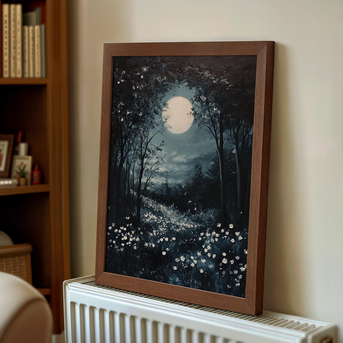 Moody Moon Above Woodland Art Print, Cottagecore Night - Image 4