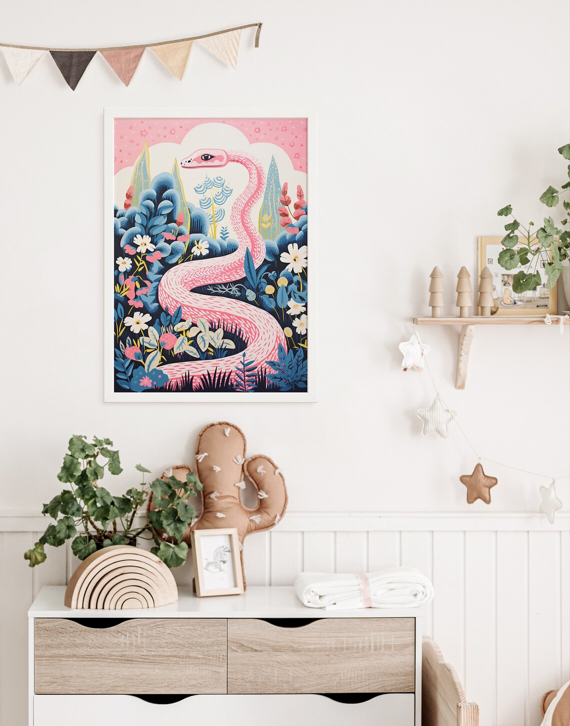 Snake Pastel Botanical Jungle Art Print, Kids Nursery Decor - Image 3