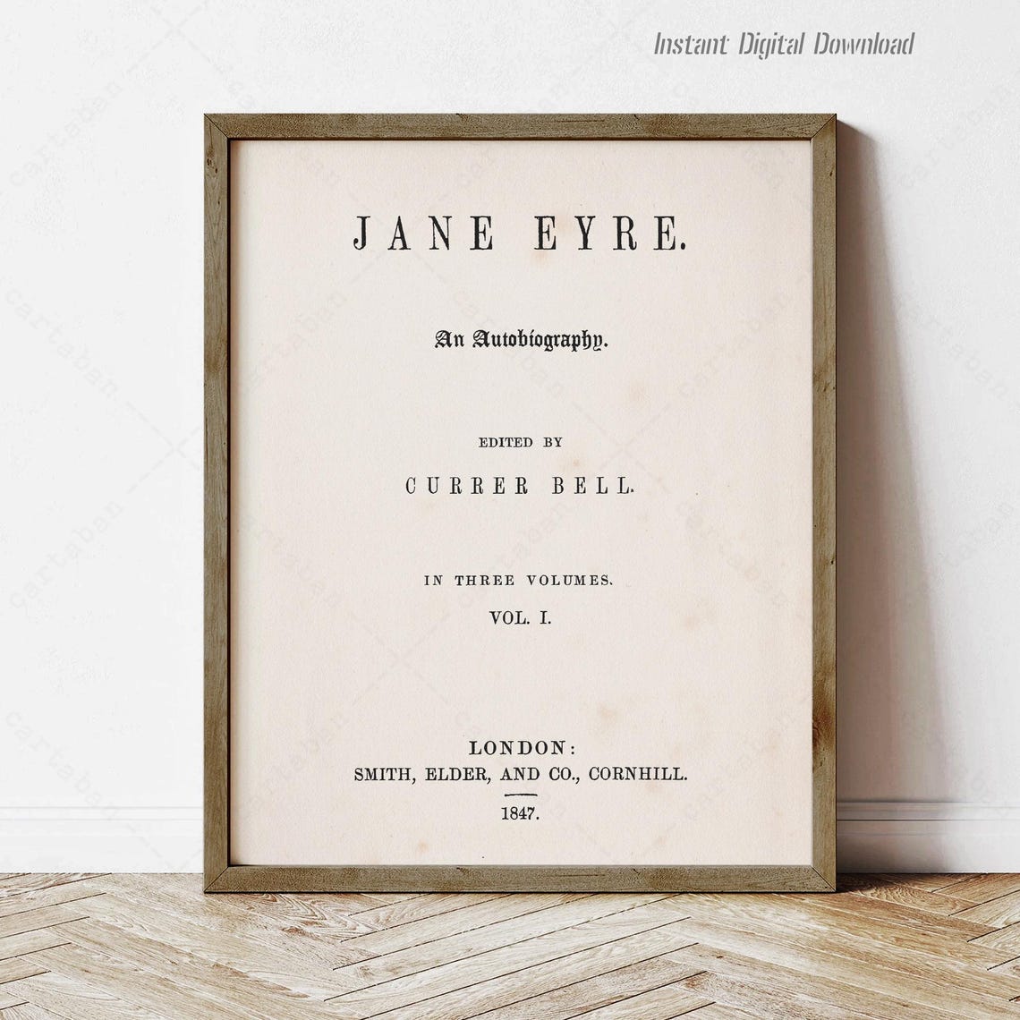 Jane Eyre Charlotte Bronte Title Page First Edition 1847 Book Poster