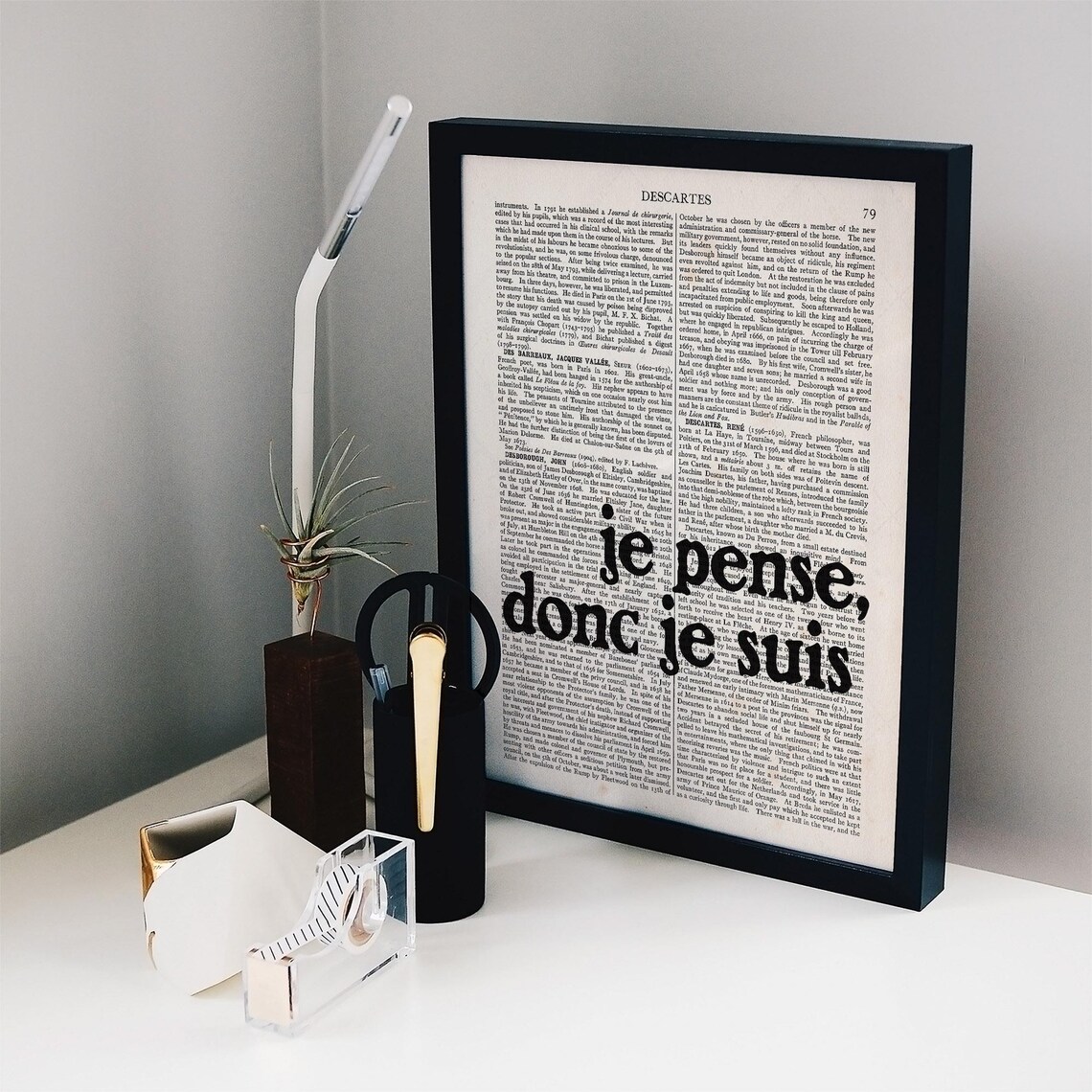 Rene Descartes Je Pense Donc Je Suis Vintage Dictionary Book Page Poster - Image 2