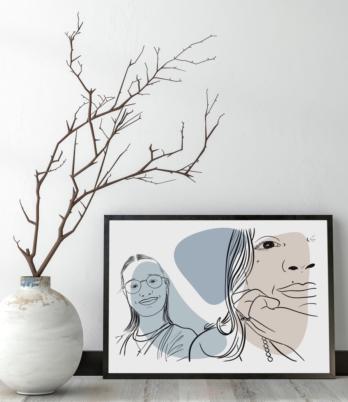 Seven Best Friends Faceless Line Drawing Custom Group Portrait Poster - Image 2