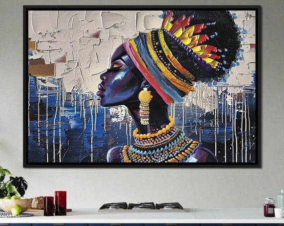 Sapphire Dreams Of Africa Sakeem Gibbs African Art Colorful Portrait Tribal Beauty Wall Decor By Nichecanvas