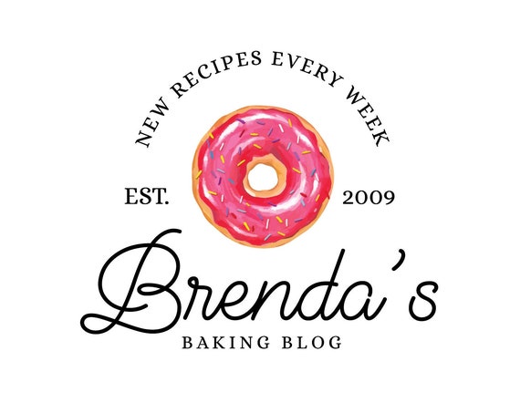 Premade Logo Pink Glazed Donut Logo Watercolor Donut Logo Baking Blog Logo Cooking Blog Bakery Sweets Logo Signage Logo Bakery Pastry Logo