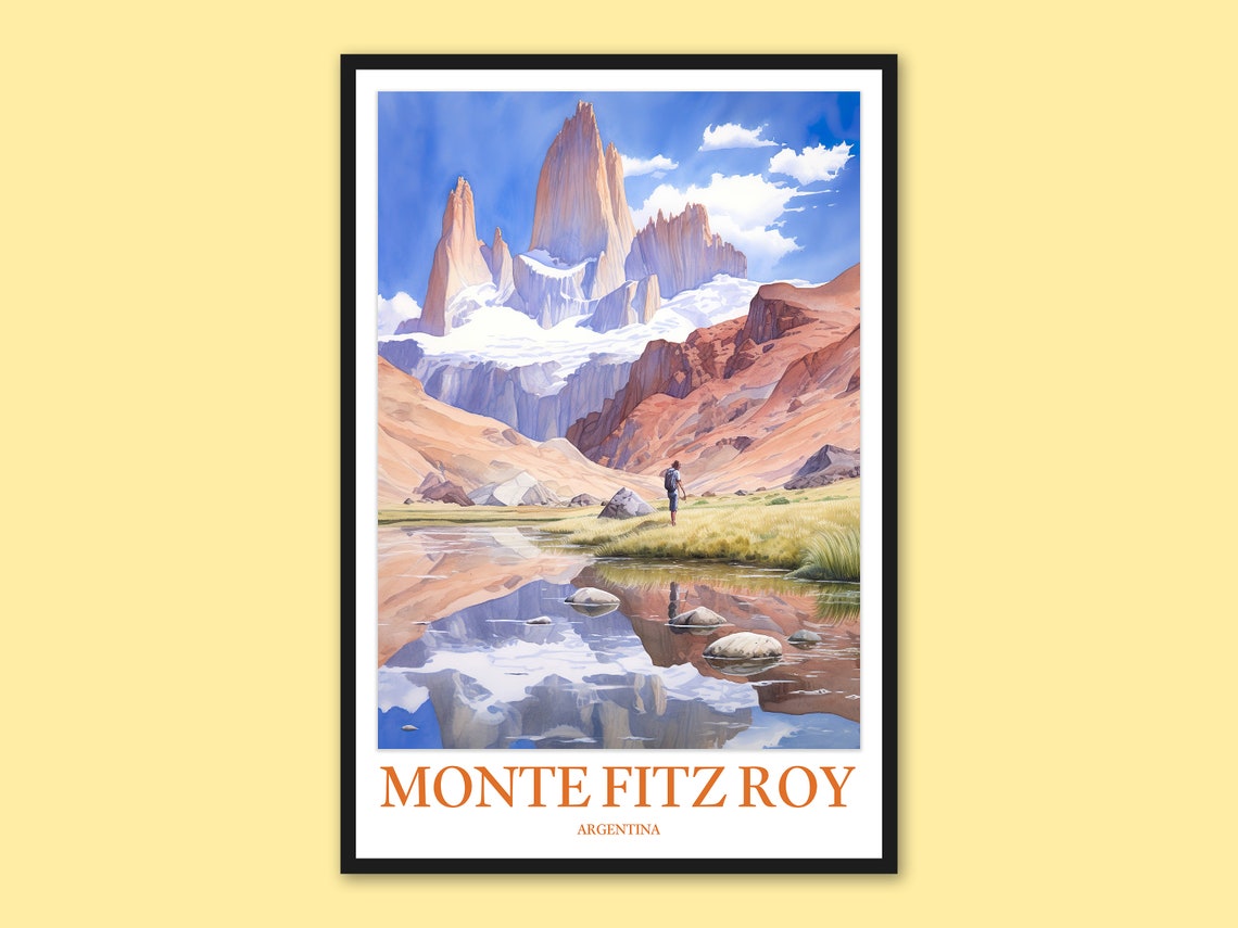 Monte Fitz Roy Travel Print Argentina Wall Art Decor
