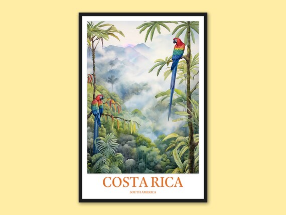 Costa Rica Travel Poster Monteverde Cloud Forest Exotic Wildlife Wall Art