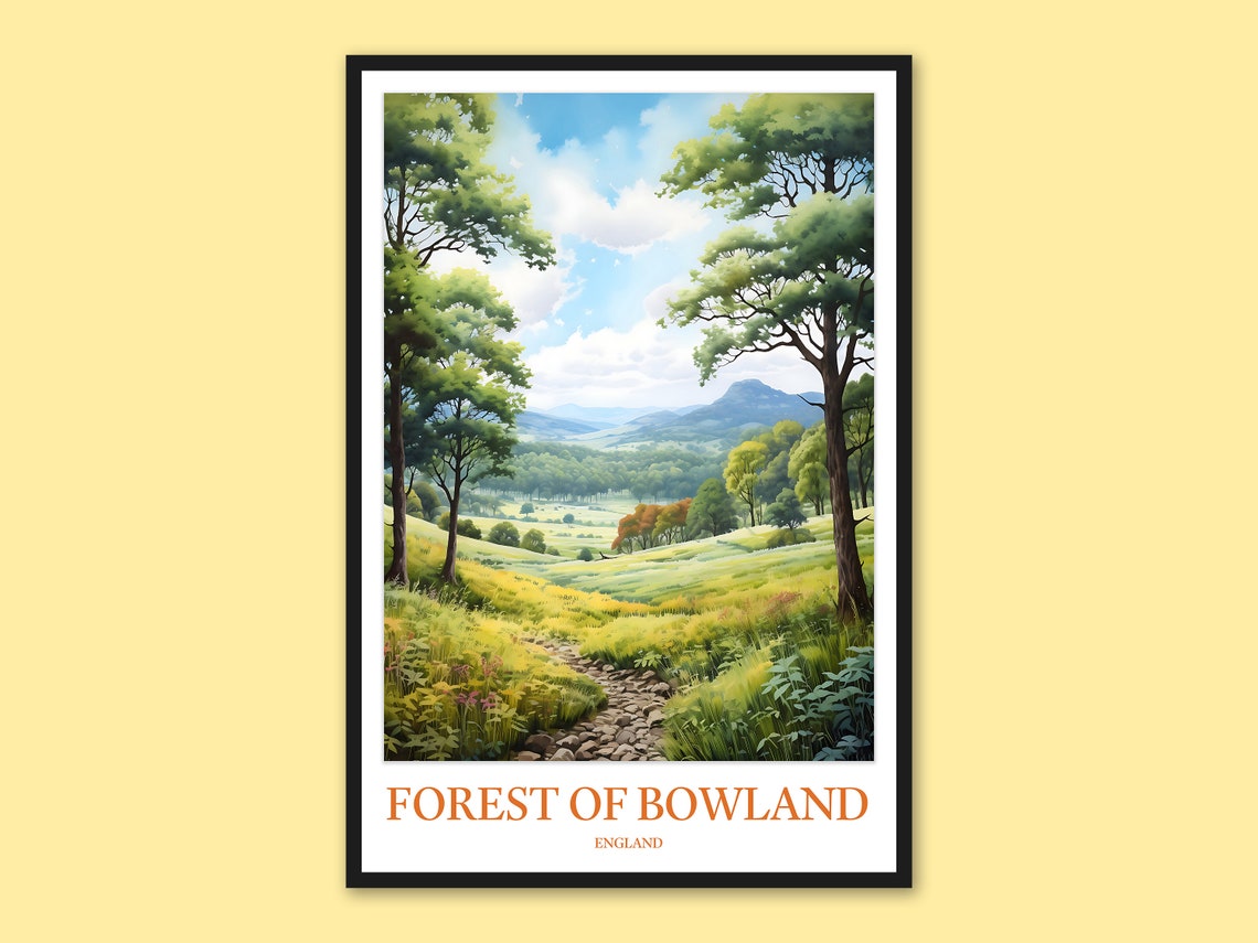 Forest Of Bowland England Stone Path Meadow Watercolor Poster