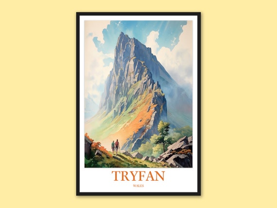 Tryfan Wales Travel Poster Snowdonia Hiking Art Print