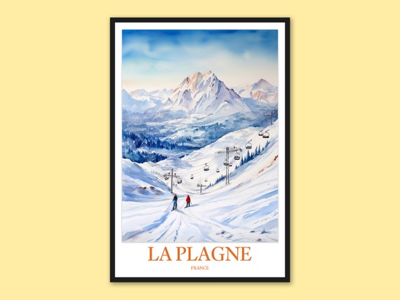 La Plagne Ski Resort Poster French Alps Travel Print
